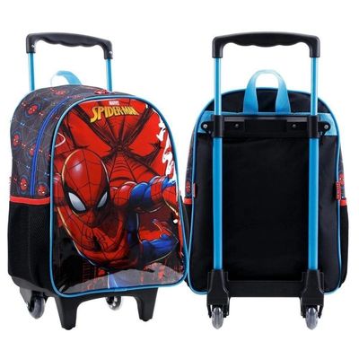 Mochila Rodinha Infantil Escolar Menino Homem Aranha Spiderman Xeryus Azul 11660