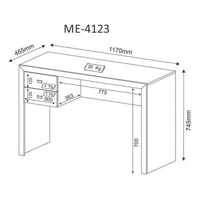 Mesa para com 02 Gavetas Branco Tecno Mobili