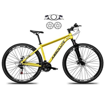 Bicicleta Aro 29 Absolute Nero 5 Alumínio 21v Freio Hidráulico Garfo Suspensão Mountain Bike amarelo Tam: 15