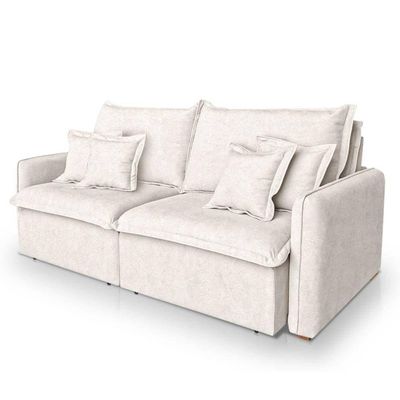 Sofá 2 Lugares 1,60m Retrátil E Reclinável Em Tecido Bouclé – Malta Lucadi Off White