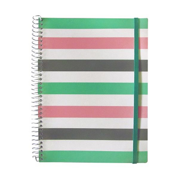 Caderno Confetti Espiral Capa Plástica Listras 1/4 96 Folhas