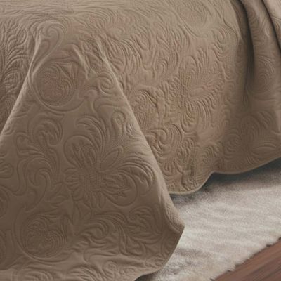 Kit Cobre Leito Colcha Basic King 3 Peças Dupla Face Liso Classic - Cáqui - 100% Poliéster