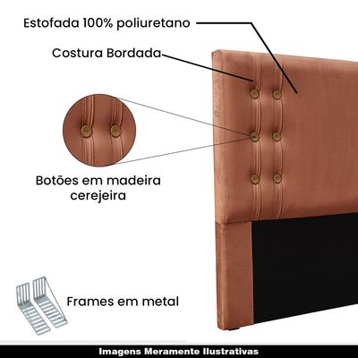 Cabeceira Decorativa King Size 1,95M Kors Veludo Cobre - Gran Belo
