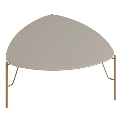 Mesa de Centro Para Sala de Estar Alta Pés Industrial Dourado Alef I03 Grigio - Lyam Decor