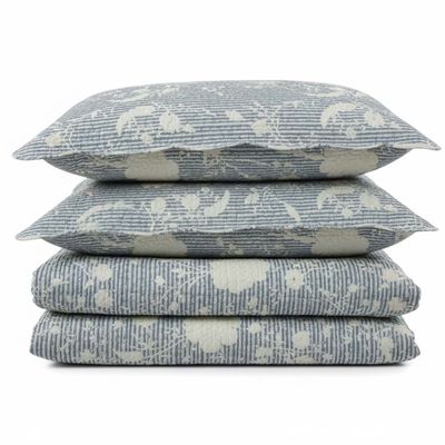 Kit Cobre Leito Colcha Magnus Solteiro 2 Peças Dupla Face Estampado Floral - Azul - 100% Poliéster