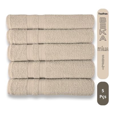 Kit Hotel 5 Toalhas Super Grossa e Felpuda 80x150cm Camurça Beka