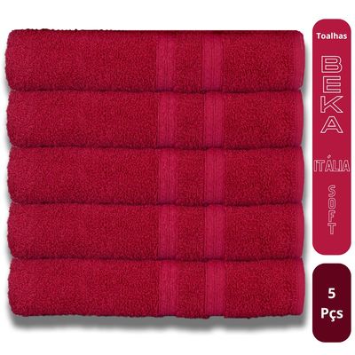 Kit 5 Toalhas Super Grossa Felpuda E Macia 80x150cm Beka Cereja