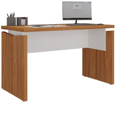 Mesa Para Escritório Home Office 125cm Unik A02 Freijó Branco - Lyam Decor