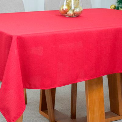 Toalha de Mesa 6 Lugares Oxford Maquinetado Natal Vermelha