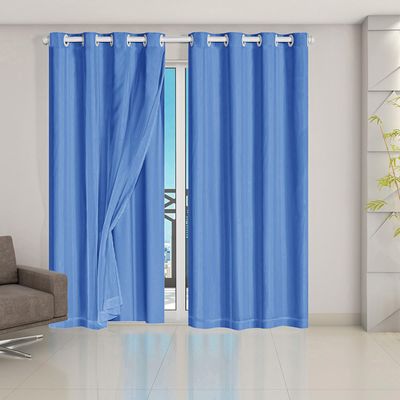 Cortina Blackout Voil Liso 2,80m x 2,30m Voil 100% Poliéster/Forro 100% PVC - Azul
