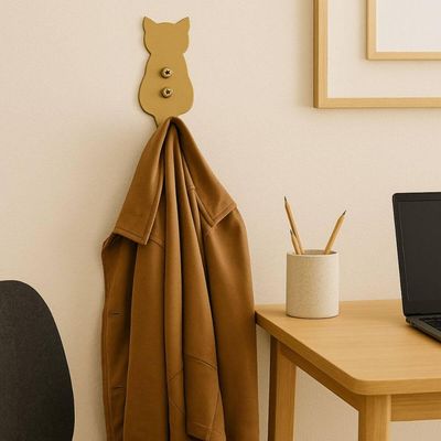 Kit 6 Penduradores Ganchos Decorativos de Parede Gato Dourado Luft Masutti