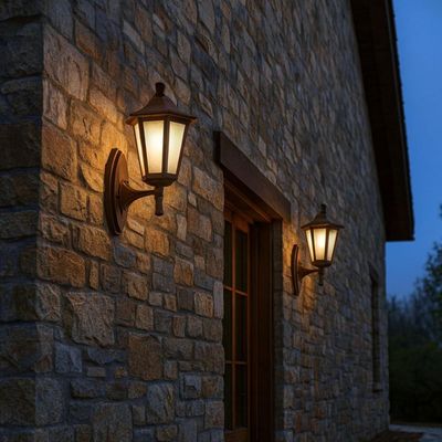12 Arandelas Clássica Colonial Luminárias de Parede Marrom Lente Fosca