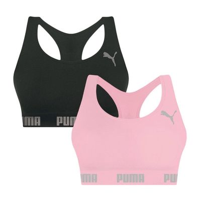 Kit 2 Tops Puma Nadador Sem Costura Feminino P / Preto e Rosa