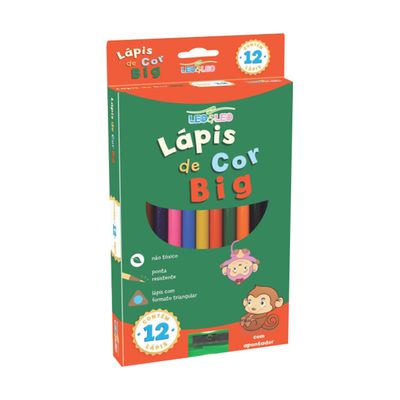 Kit Lápis de Cor Leo&Leo 12 Cores Triangular Big 150mm com Apontador Basic