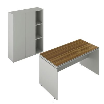 Conjunto De Escritório Office 2 Peças Mesa Armário Alto Tund - Fendi E Freijó Fendi E Freijó