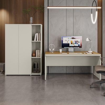 Conjunto De Escritório Office 2 Peças Mesa Armário Alto Tund - Fendi E Freijó Fendi E Freijó