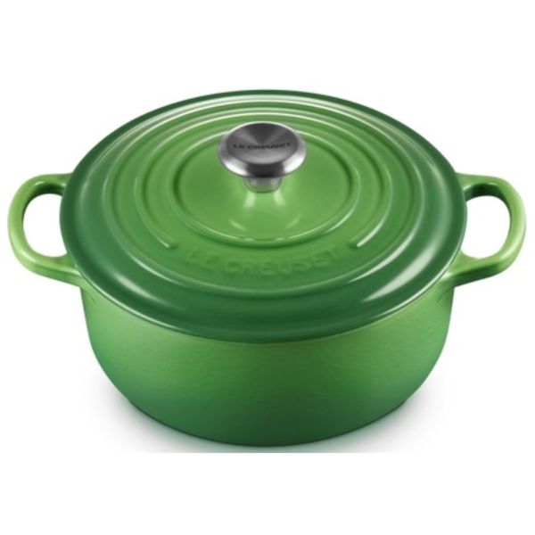 PANELA REDONDA LE CREUSET SIGNATURE 26CM EM FERRO ESMALTADO VERDE BAMBU 21177264082430