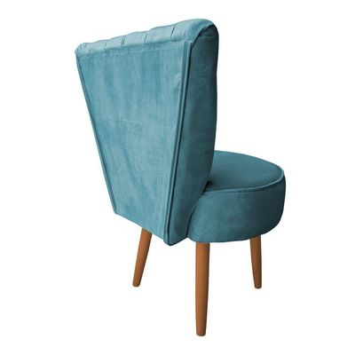 Mocho Capitonê Veludo Pés Palito Castanho Azul Turquesa