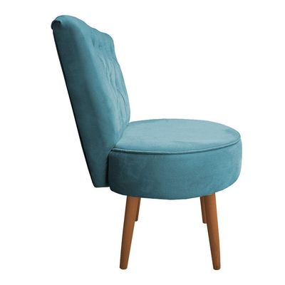 Mocho Capitonê Veludo Pés Palito Castanho Azul Turquesa