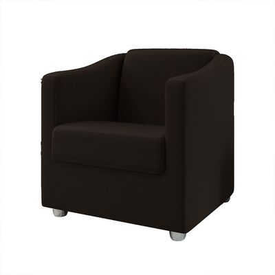 Poltrona Decorativa Tilla Suede Pés Cromado Marrom