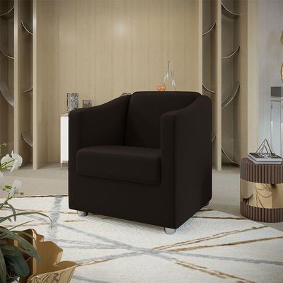 Poltrona Decorativa Tilla Suede Pés Cromado Marrom