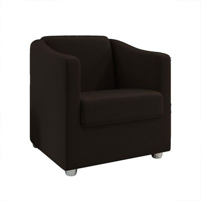 Poltrona Decorativa Tilla Suede Pés Cromado Marrom