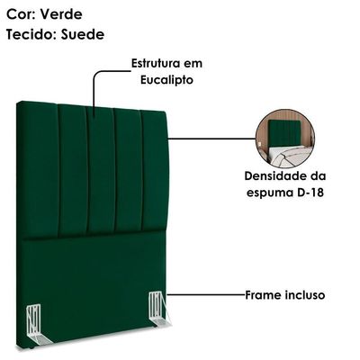 Cabeceira Solteiro 90 Cm Com Frame Dalia Suede Verde Artte Verde