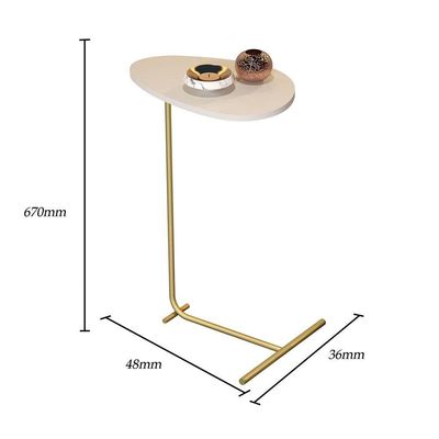Mesa De Apoio Sofa Organic Off White Pe Dourado - Moveis Jb