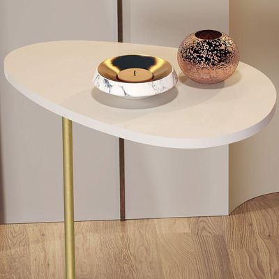 Mesa De Apoio Sofa Organic Off White Pe Dourado - Moveis Jb