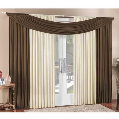 Cortina Alana 2,00m x 1,70m Tabaco Com Palha Tecido Malha Para Sala ou Quarto