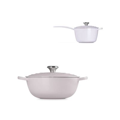 KIT LE CREUSET PANELA MARMITA 26CM E MOLHEIRA 16CM ROSA SHALLON