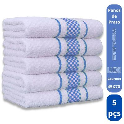 Kit 5 Pano de Prato Super Luxo Atoalhado Premium Gourmet Beka - Azul Claro