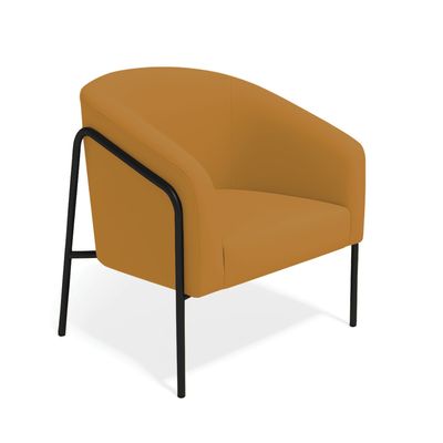 Poltrona Sala Decorativa Kit 2 Stella Base Alta Tubo Preto Veludo Mostarda D03 - D'Rossi