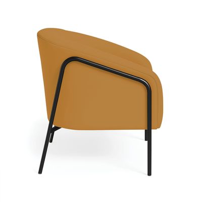 Poltrona Sala Decorativa Kit 2 Stella Base Alta Tubo Preto Veludo Mostarda D03 - D'Rossi