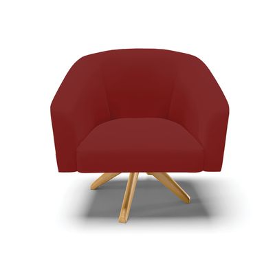 Poltrona Sala Decorativa Kit 2 Stella Base de Madeira Giratória MA30 Veludo Marsala D03 - D'Rossi