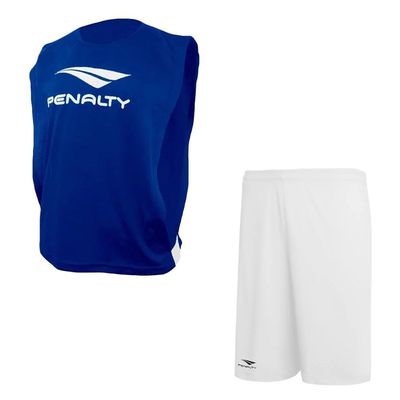 Kit Penalty Futebol Colete + Calção Masculino GG / Azul e Branco