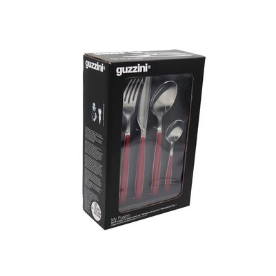 JOGO DE TALHERES GUZZINI 24 PEÇAS MY FUSION EM INOX VERMELHO 11070055