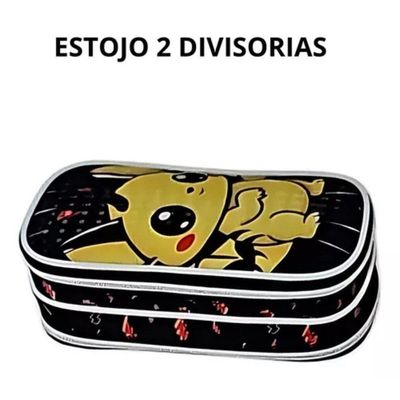 Kit Mochila Rodinhas Lancheira Infantil Pikachu Pokémon Escolar Estojo Denlex