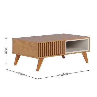 Estante Home Theater Jordão Freijó Com Mesa De Centro Jeri Freijó Off White - Colibri