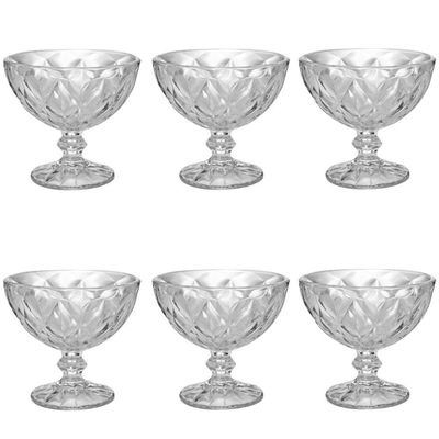 Taças De Vidro Para Sobremesa 6 Peças 250 Ml Diamonds Lyor