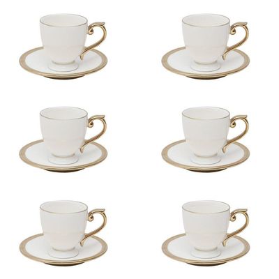 Conjunto 06 Xícaras De Cafezinho De Porcelana Paddy Branco 90ml Wolff