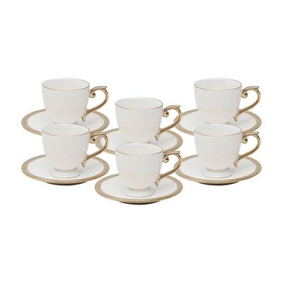 Conjunto 06 Xícaras De Cafezinho De Porcelana Paddy Branco 90ml Wolff