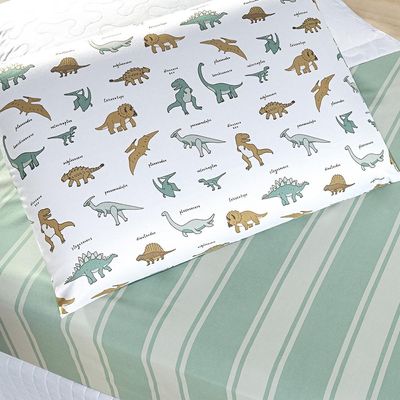 Jogo de Cama Lençol Lutti Solteiro Infantil 200 Fios Estampado 2 Peças Dinossauro Verde