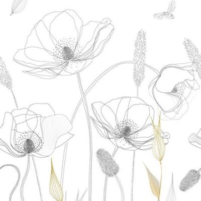 Painel de Parede The Wall 2 Floral Cinza 392121