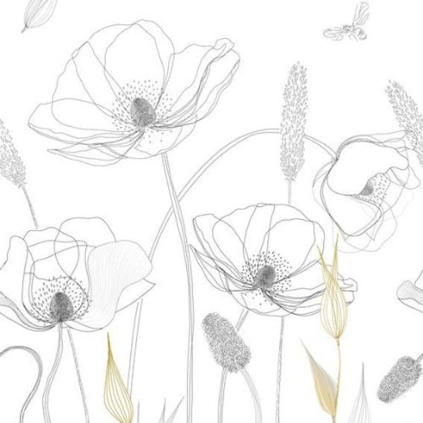 Painel de Parede The Wall 2 Floral Cinza 392121