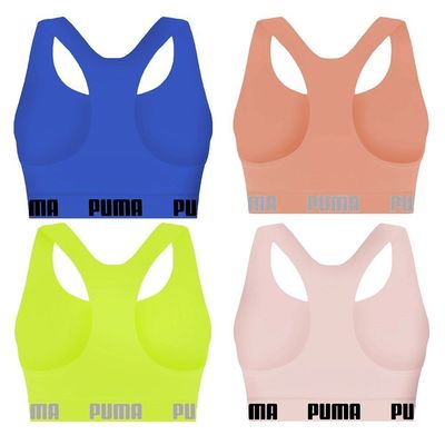 Kit 4 Tops Puma Nadador Sem Costura Feminino G / Rosa e Azul