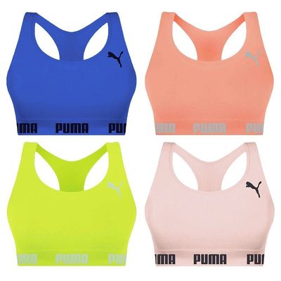 Kit 4 Tops Puma Nadador Sem Costura Feminino G / Rosa e Azul