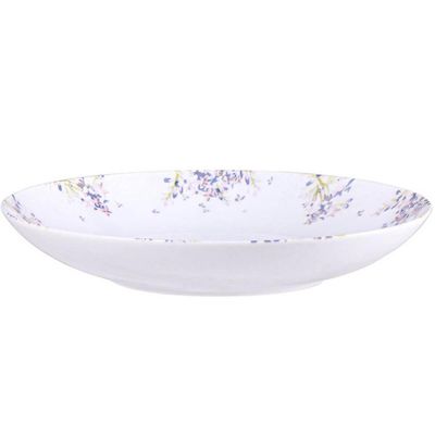 Jogo de Pratos Porcelana Tramontina Fogli Floral Mesa Posta 6 Pessoas Raso Fundo Sobremesa