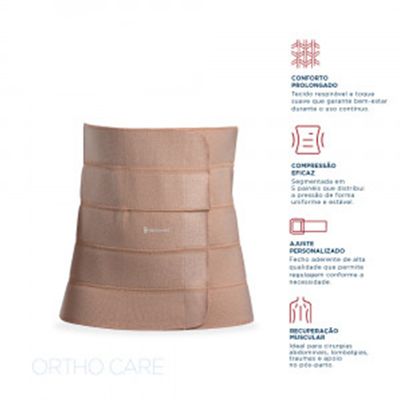 Faixa Abdominal 5 Painéis Ortho Care Dellamed G / Bege