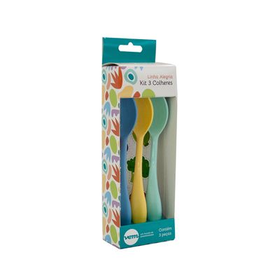 Kit Colher Dolce Infantil Colorido em Polipropileno Linha Alegria